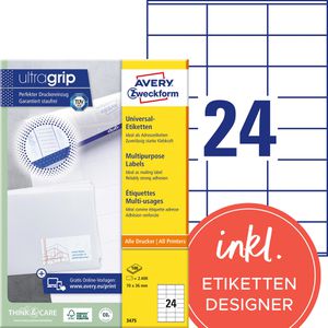 Produktbild für Universaletiketten Zweckform 3475, selbstklebend, weiß