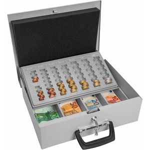 Zählbrett und Geldscheinfächern Durable Geldkassette Euroboxx S inkl mit 2 Schlüsseln silbergrau 177857 