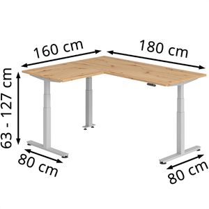 Produktbild für Schreibtisch Hammerbacher XDSMW, asteiche / silber