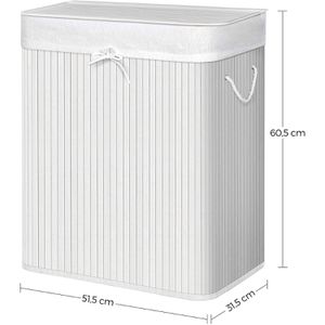 Produktbild für Wäschekorb Songmics LCB64WT, weiß, mit 2 Fächern