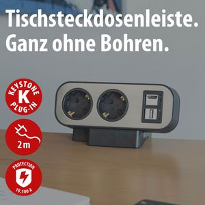 Produktbild für Tischsteckdose Brennenstuhl Estilo Duplex, mit 2m Schuko Kabel