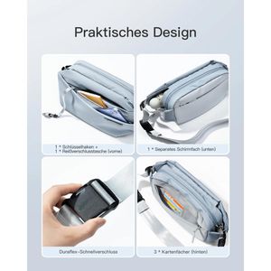 Produktbild für Bauchtasche Inateck Sling Bag X, aus Polyester, graublau