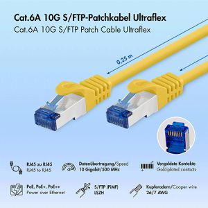 Produktbild für Netzwerkkabel LogiLink Ultraflex, C6A117S, gelb