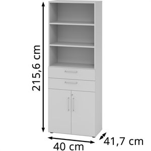 Produktbild für Kombischrank Hammerbacher Serie 9 Advanced, lichtgrau