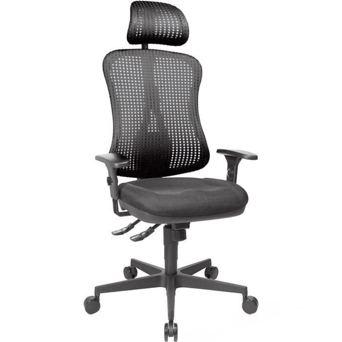 Topstar Point 35 Bürostuhl – Höhenverstellbare Rückenlehne, Ergonomischer Bandscheibensitz, Bezug Schwarz, Made In Germany