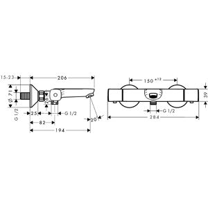 Produktbild für Badewannenarmatur hansgrohe Ecostat Universal, aus Messing