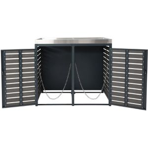 Produktbild für Mülltonnenbox Mendler HWC-K14, WPC/Metall