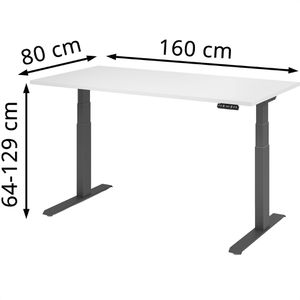 Produktbild für Schreibtisch Hammerbacher XDKB 16, weiß / graphit
