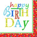 Servietten Papstar 82597 Happy Birthday 33 x 33 cm, 1/4-Falz, 3-lagig, 20 Stück