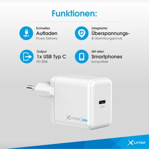 Produktbild für USB-Ladegerät XLayer 219054, 20 Watt