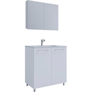 Produktbild für Waschtisch VCM Badinos, 914342, mit Spiegelschrank, weiß