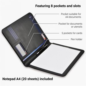 Produktbild für Schreibmappe DESQ 3682 Business Classy, schwarz, Kunstleder