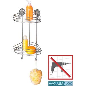 2 Wenko ohne mit Eckregal Etagen Duschablage Böttcher Vacuum-Loc, – AG Bohren, Saug-System, chrom,