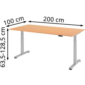 Produktbild für Schreibtisch Hammerbacher XDSM 2E, buche / silber