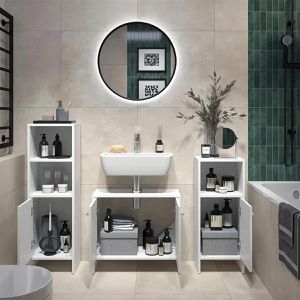 Produktbild für Badmöbel-Set Vicco Karli, weiß, 3-teilig