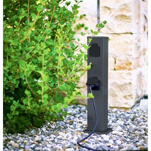 Produktbild für Gartensteckdose Heitronic Bangkok, anthrazit, anschraubbar