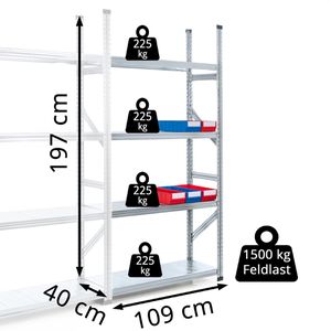 Produktbild für Anbauregal GEWE 410A4R, 4 Metallböden