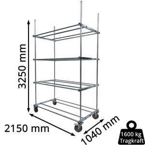 Produktbild für Reifenwagen Bertele Gigant, aus Metall, silber, für 64 Reifen
