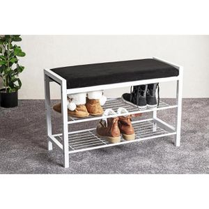 Produktbild für Schuhbank Haku-Möbel 54343, weiß / schwarz, aus Metall