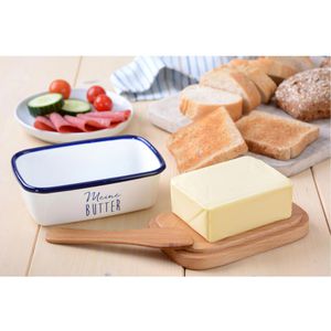 Produktbild für Butterdose Gräwe aus Emaille / Holz