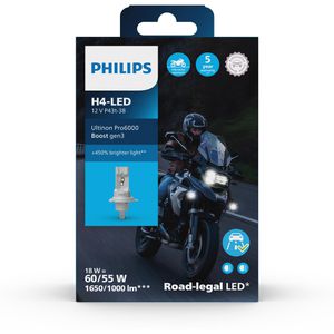 Produktbild für Motorrad-Lampe Philips Ultinon Pro6000 Boost, 5800 Kelvin, H4