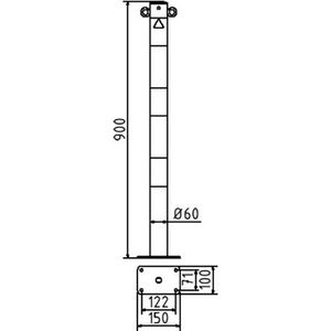 Produktbild für Absperrpfosten Schake 460PB/2, mit 2 Ösen, rot/weiß,aus Metall