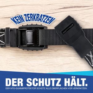 Produktbild für Spanngurt NTG LS.8240, schwarz, Gummiprotektor &amp; Klemmschloss