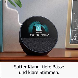 Produktbild für Wecker Amazon Echo Spot 2024 schwarz, digital