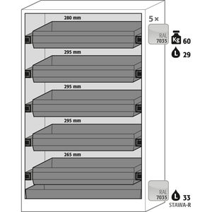 Produktbild für Gefahrstoffschrank asecos Q-Classic 90, 30016, mit 5 Auszügen