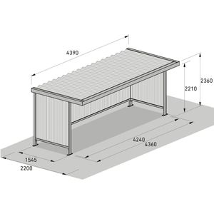 Produktbild für Fahrradunterstand WSM Leipzig L14 GE2302, grauweiß, aus Metall