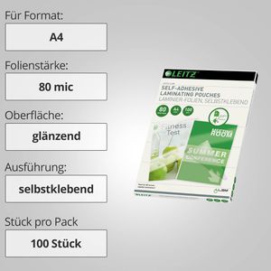 Produktbild für Laminierfolien Leitz 33872 iLAM, DIN A4