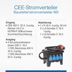 Produktbild für CEE-Stromverteiler as-Schwabe M3, mobil, für außen