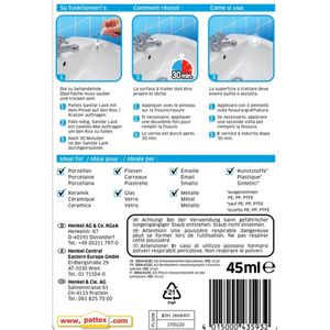 Produktbild für Fliesenfarbe Pattex Perfektes Bad Sanitär Lack 50g