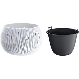 Produktbild für Übertopf Prosperplast Sandy Bowl, weiß, Ø 37 x 21 cm