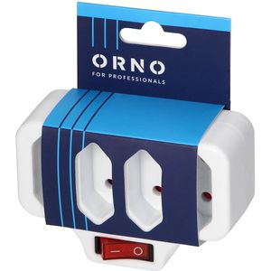 Produktbild für Steckdosenadapter Orno AE-13255, weiß, mit Schalter