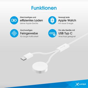 Produktbild für Ladekabel XLayer 220380 2-in-1 Kabel, weiß, 1,5m