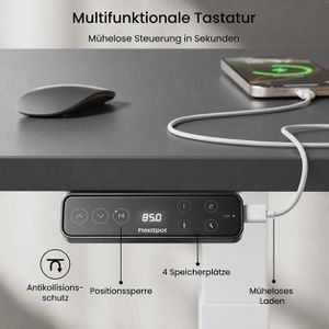 Produktbild für Schreibtisch FlexiSpot E7W-Pro 2026, schwarz / weiß