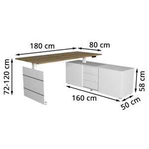 Produktbild für Schreibtisch Kerkmann Move 3, 3844, asteiche, mit Sideboard