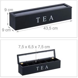 Produktbild für Teebox Relaxdays 10047499, für Teebeutel, schwarz, aus Bambus