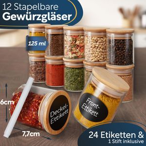 Produktbild für Vorratsglas Clidor Gewürzgläser mit Bambusdeckel
