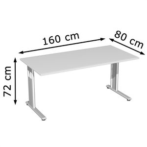 Produktbild für Schreibtisch Geramöbel Flex S-618103-LS, lichtgrau / silber