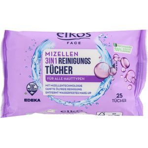Abschminktücher elkos Face 3in1 Reinigungstücher Mizellen