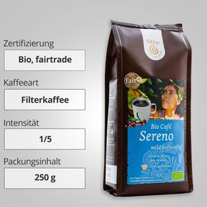Produktbild für Kaffee GEPA Sereno, entkoffeiniert, BIO