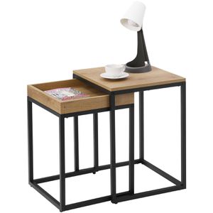 Produktbild für Beistelltisch Vasagle LNT02N, braun, aus Metall / Holz