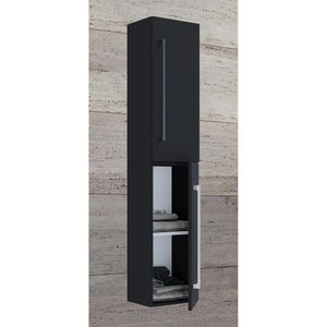 Produktbild für Bad-Hängeschrank VCM Badinos 914889, matt schwarz