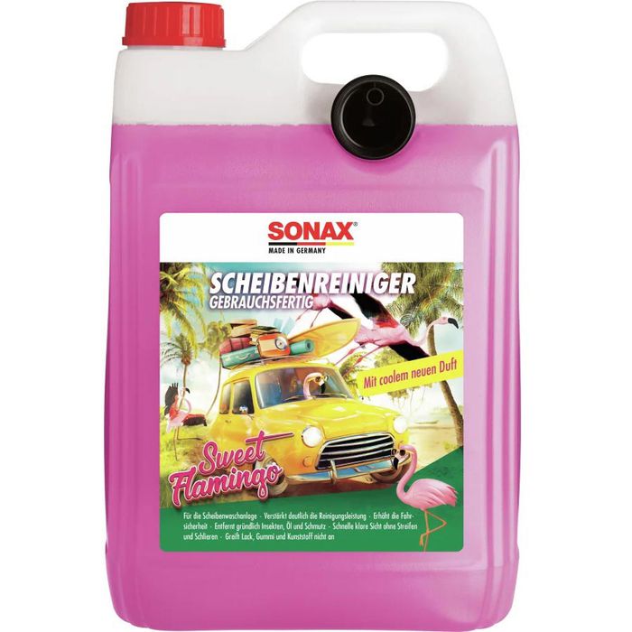 Sonax Scheibenreiniger 03945000, Sweet Flamingo, gebrauchsfertig, Kanister,  mit Duft, 5 Liter – Böttcher AG