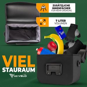 Produktbild für Fahrrad-Lenkertasche Mivelo Bob, schwarz, 7 Liter
