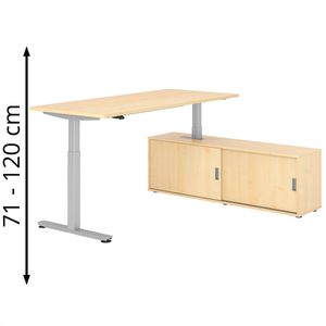 Produktbild für Schreibtisch Hammerbacher XMST 29139, ahorn, mit Sideboard