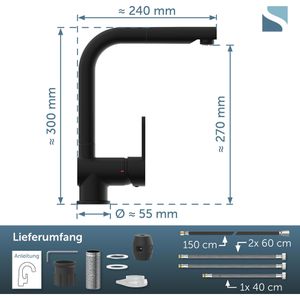 Produktbild für Küchenarmatur Schütte London, schwarz matt