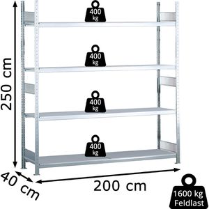 Produktbild für Weitspannregal Schulte 15590, 4 Metallböden